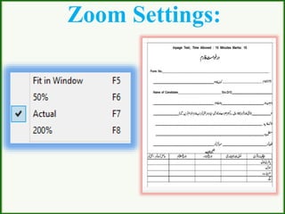 Zoom Settings:
 