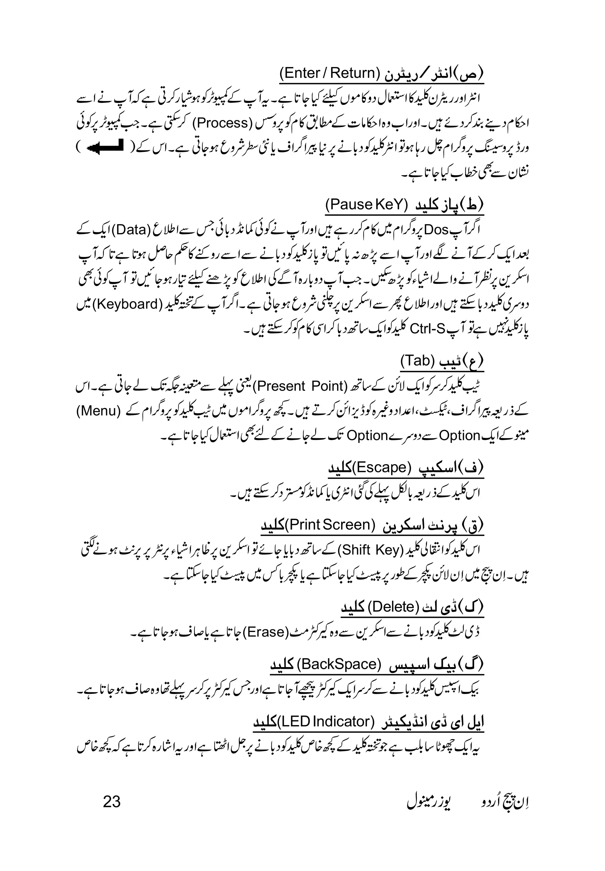 (Enter / Return)  
 
     
 (Process) 
  
 
(Pause KeY)   
(Data)Dos 
 
 
 
                 (Keyboard) 
Ctrl-S 
(Tab)  
(Present Point) 
(Menu)  
OptionOption 
(Escape)  
 
(Print Screen)    
(Shift Key) 
 
 (Delete)  
           (Erase)    
 (BackSpace)  
 
(LED Indicator)     
 
23   
 
