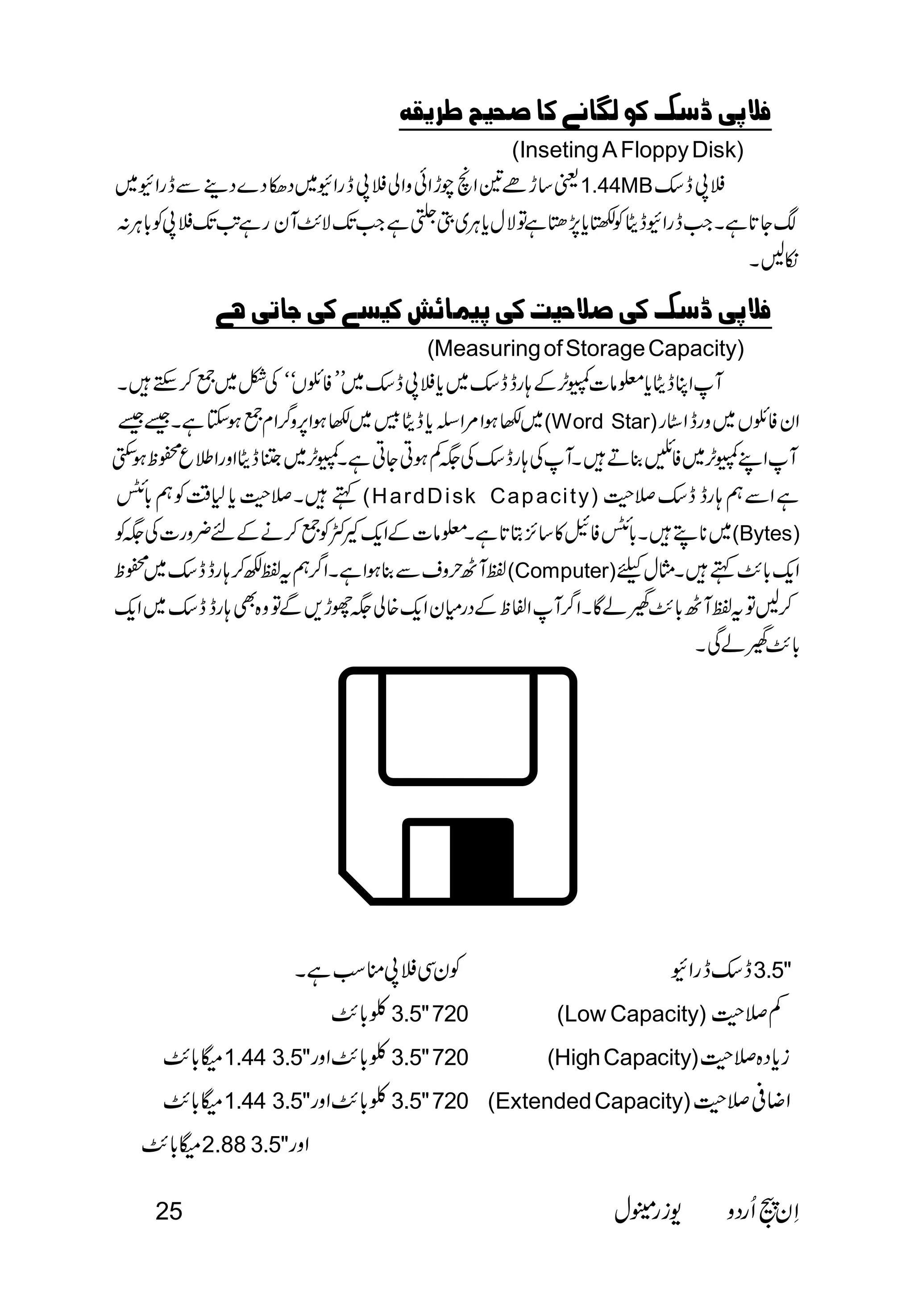     
(Inseting A Floppy Disk) 
1.44MB 
 
      
                     
 
      
(Measuring of Storage Capacity) 
  
(Word Star) 
 
(HardDisk Capaci ty)  
(Bytes) 
(Computer) 
 
 <            3.5" 
3.5"720 (Low Capacity)  
1.44 3.5"3.5"720 (High Capacity) 
1.44 3.5"3.5"720 
(Extended Capacity)  
2.88 3.5" 
25   
 