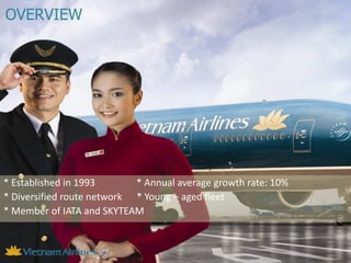 OVERVIEW




* Established in 1993       * Annual average growth rate: 10%
* Diversified route network * Young C aged fleet
* Member of IATA and SKYTEAM
 