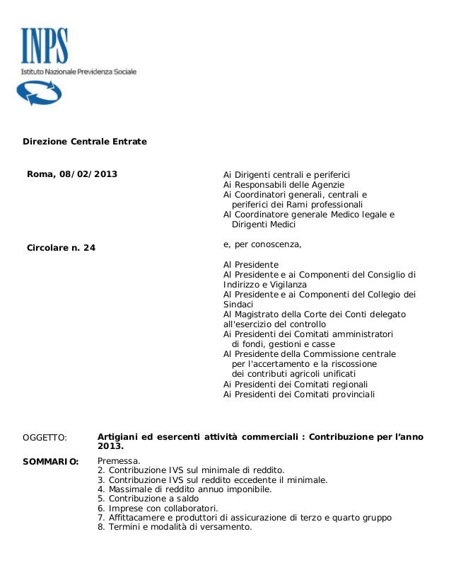 Inps Aliquote Contributi Artigiani E Commercianti 2013