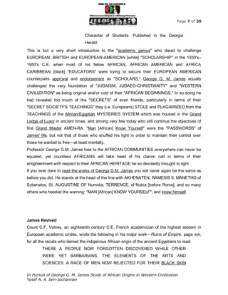 In Pursuit of George G. M. James Study of African Origins in Western ...