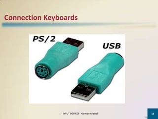 Connection Keyboards




               INPUT DEVICES - Harman Grewal   13
 
