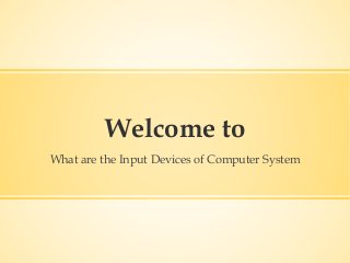 Welcome to
What are the Input Devices of Computer System
 