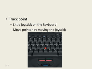 3A-19
• Track point
– Little joystick on the keyboard
– Move pointer by moving the joystick
 