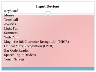 Input and output devices | PPT