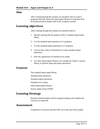 Input and output in c | PDF