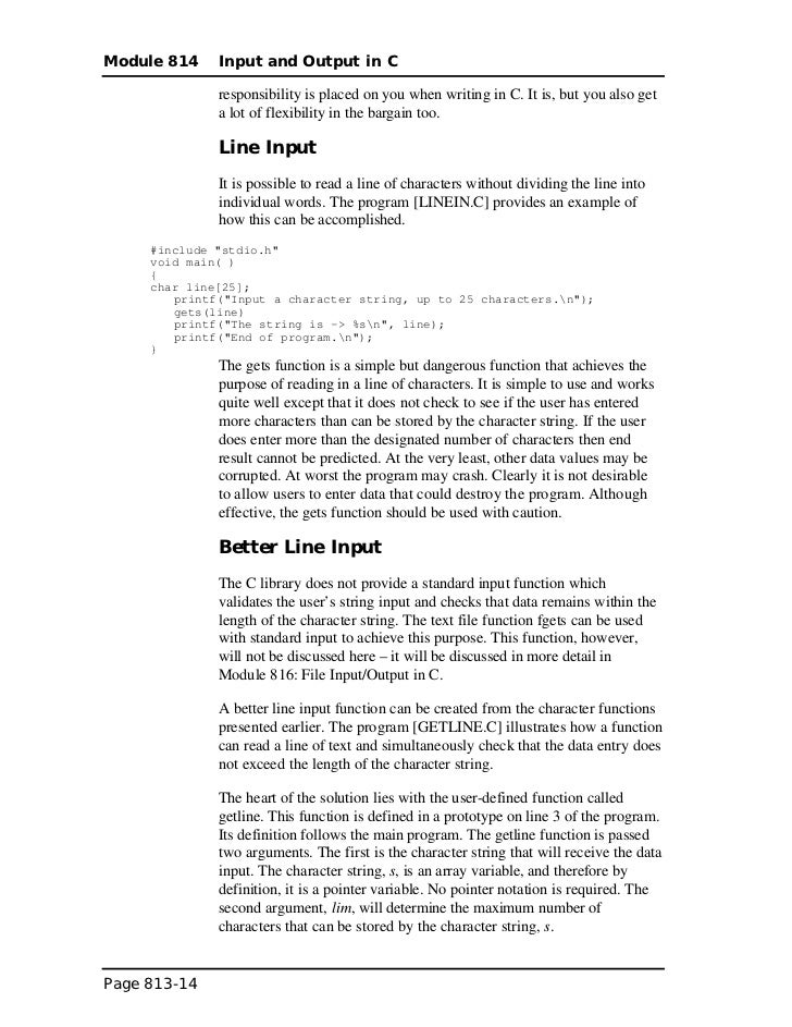 Input and output in c