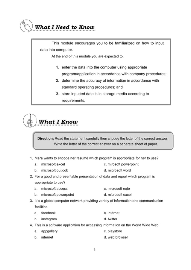 Input data into computer pdf