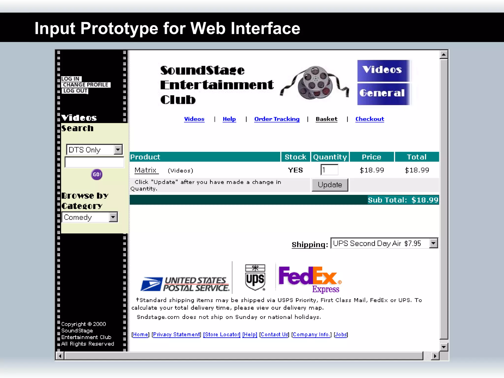 Input Prototype for Web Interface
 