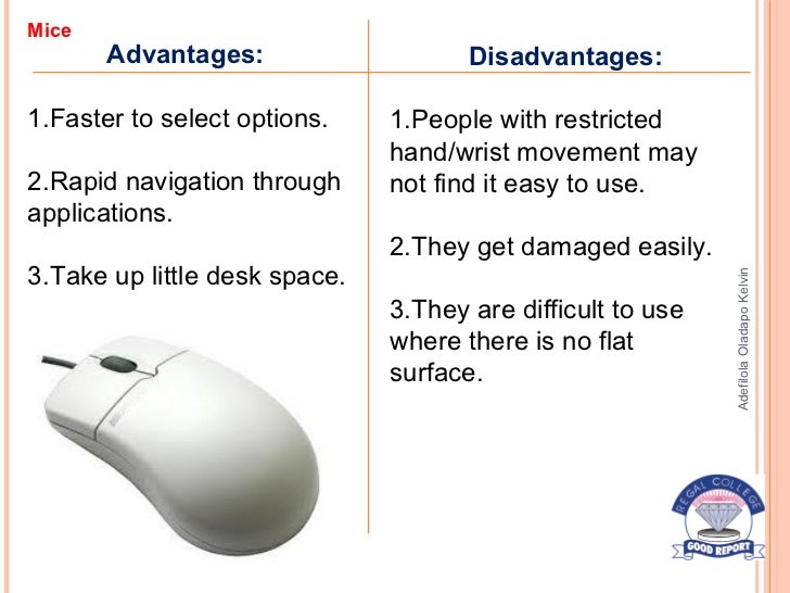 What are the advantages and disadvantages of using a mouse?