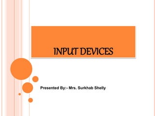 INPUT DEVICES
Presented By:- Mrs. Surkhab Shelly
 