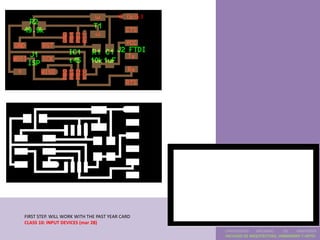 Fab
                                                academy
FIRST STEP. WILL WORK WITH THE PAST YEAR CARD
CLASS 10: INPUT DEVICES (mar 28)
                                                UNIVERSIDAD    NACIONAL     DE    INGENIERÍA
                                                FACULTAD DE ARQUITECTURA, URBANISMO Y ARTES
 