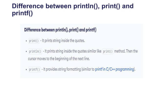 Input Output statments in Java. Input and Output statements used in ...