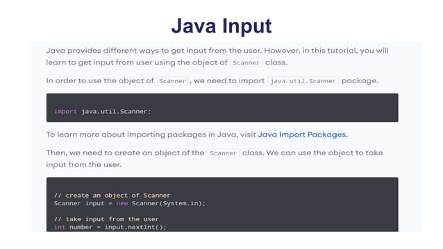 Input Output statments in Java. Input and Output statements used in ...