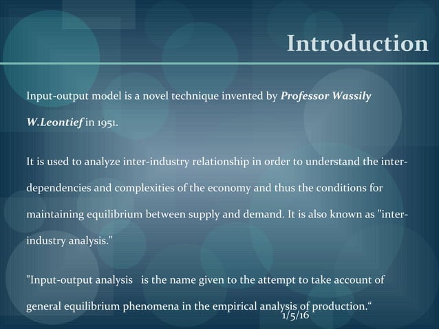 Input – output model of economic development | PPT