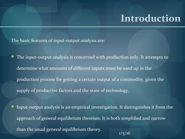 Input – output model of economic development | PPT