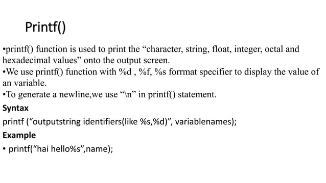 Input output statement in C