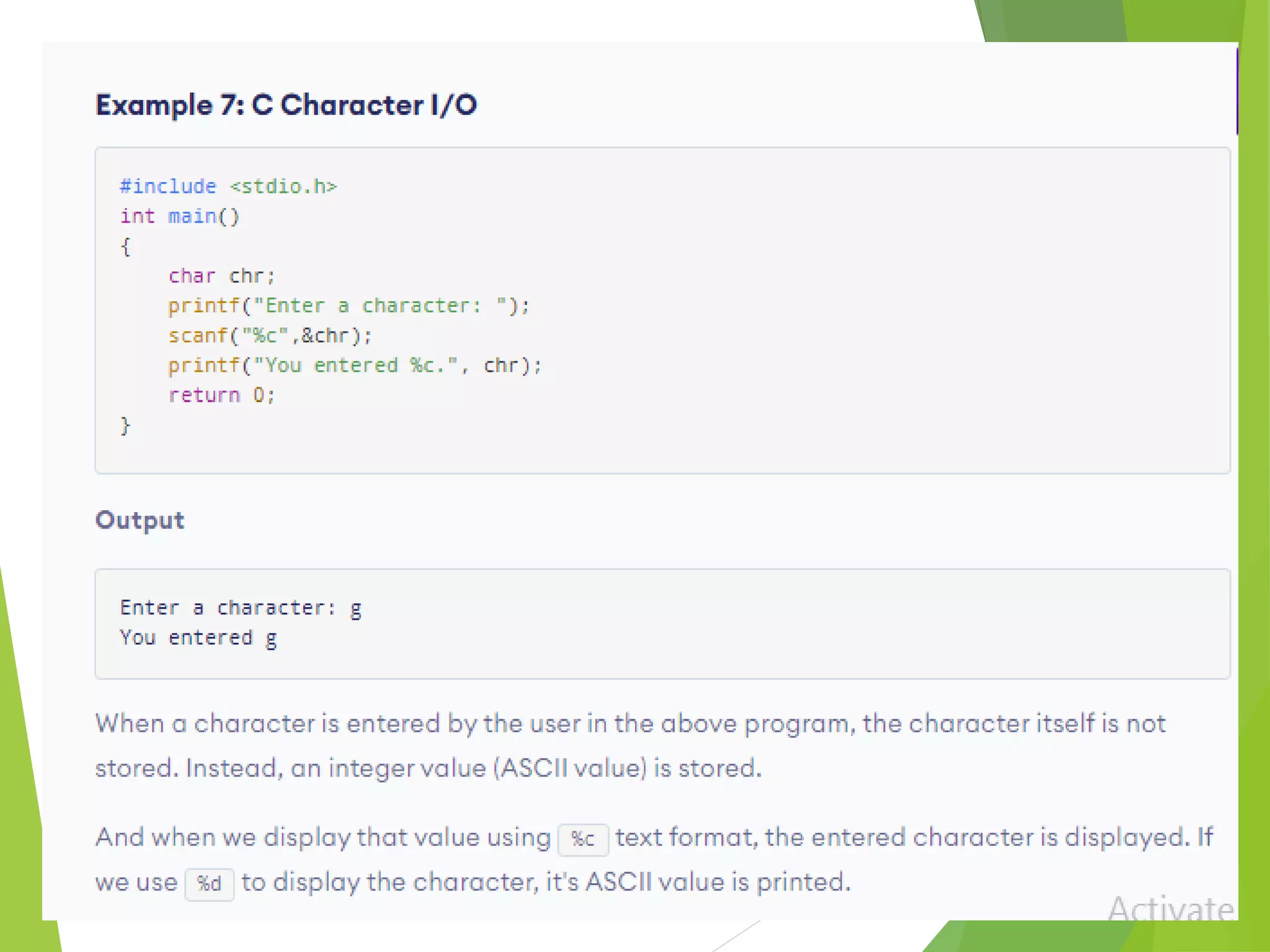 Input output statement