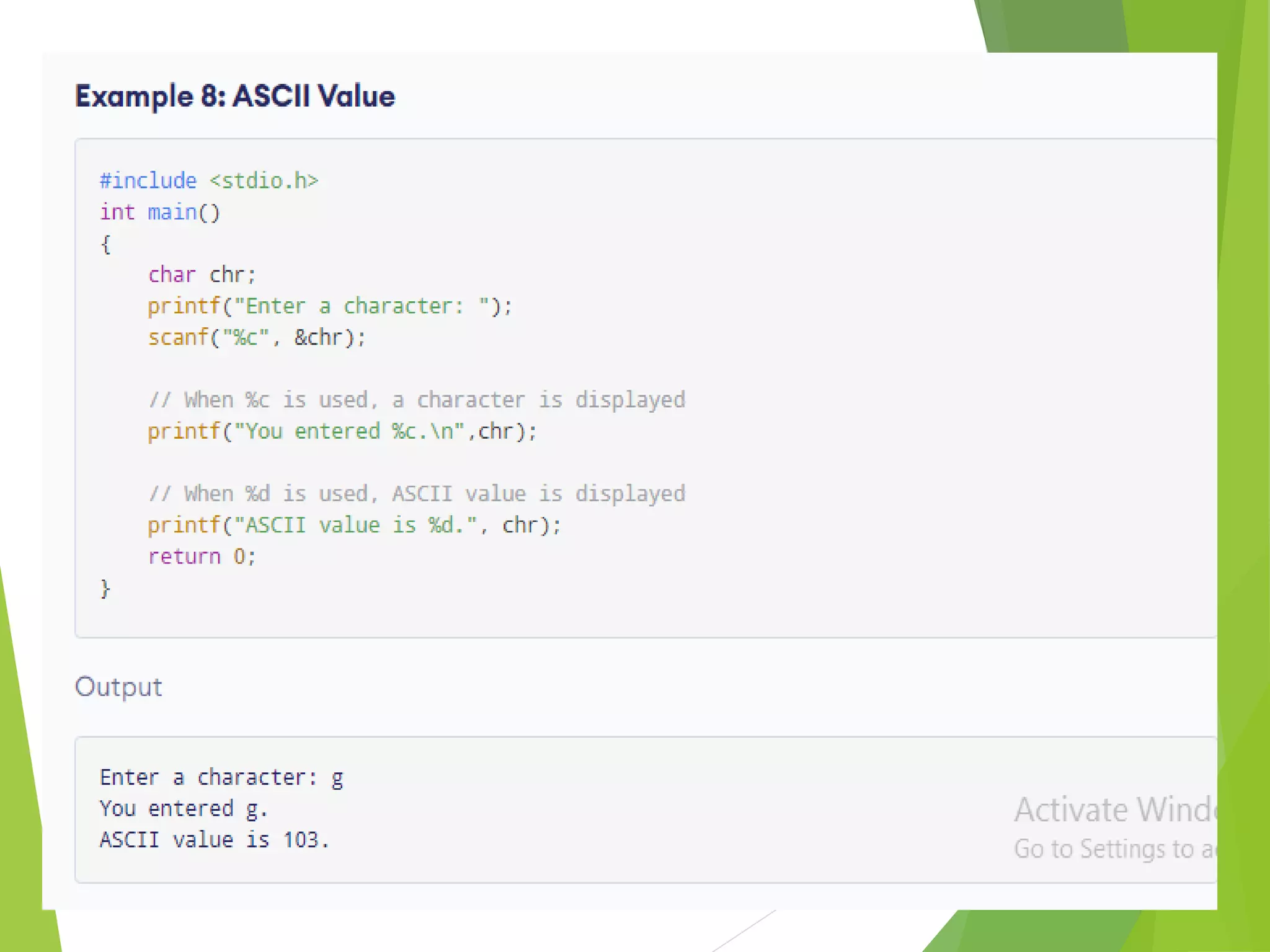 Input output statement