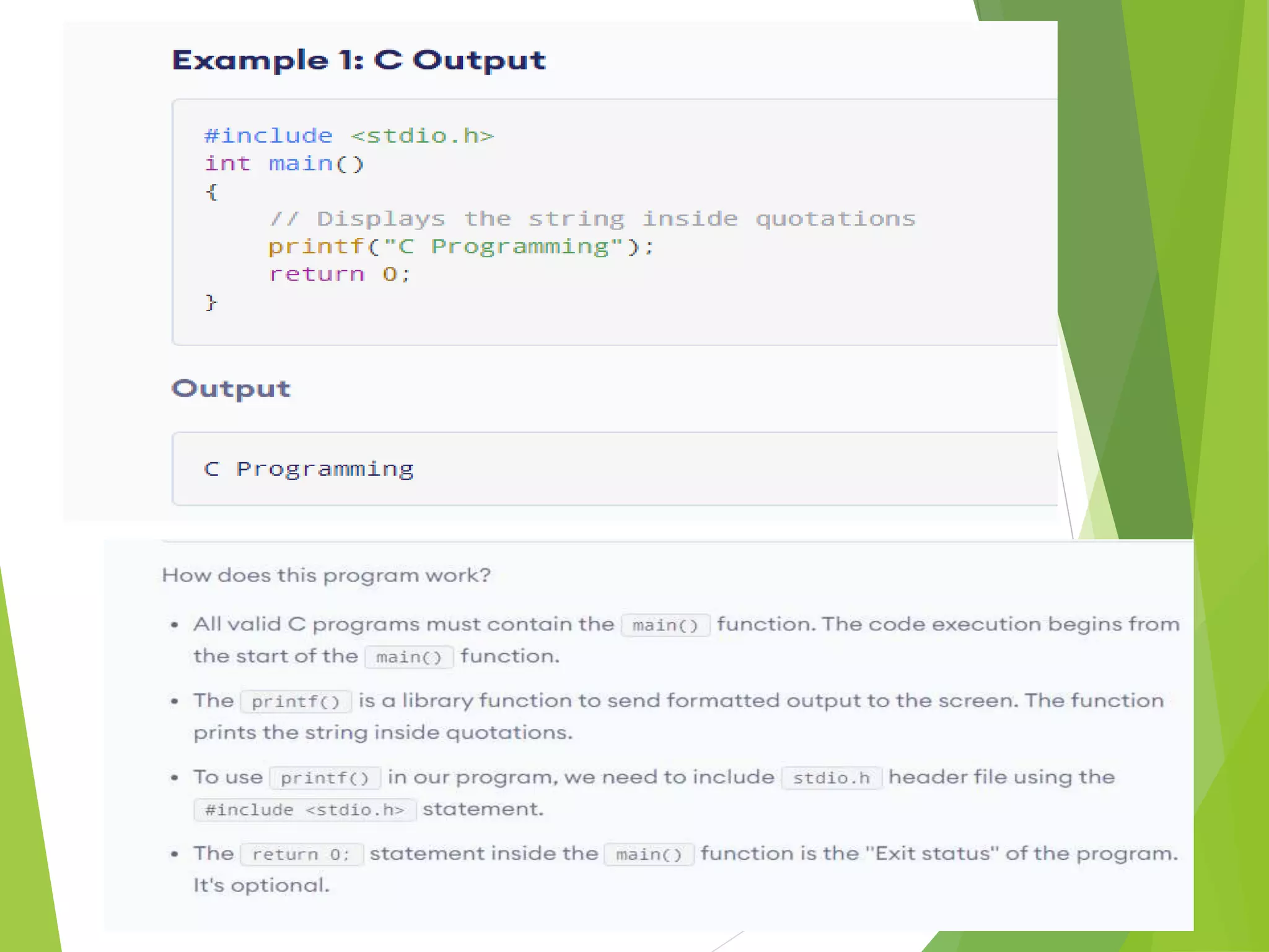 Input output statement