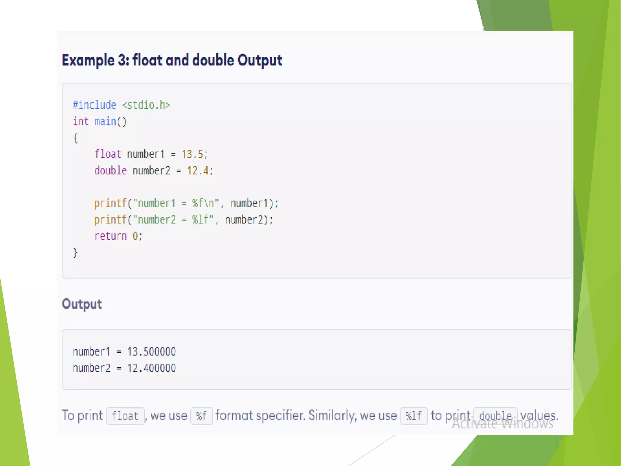 Input output statement