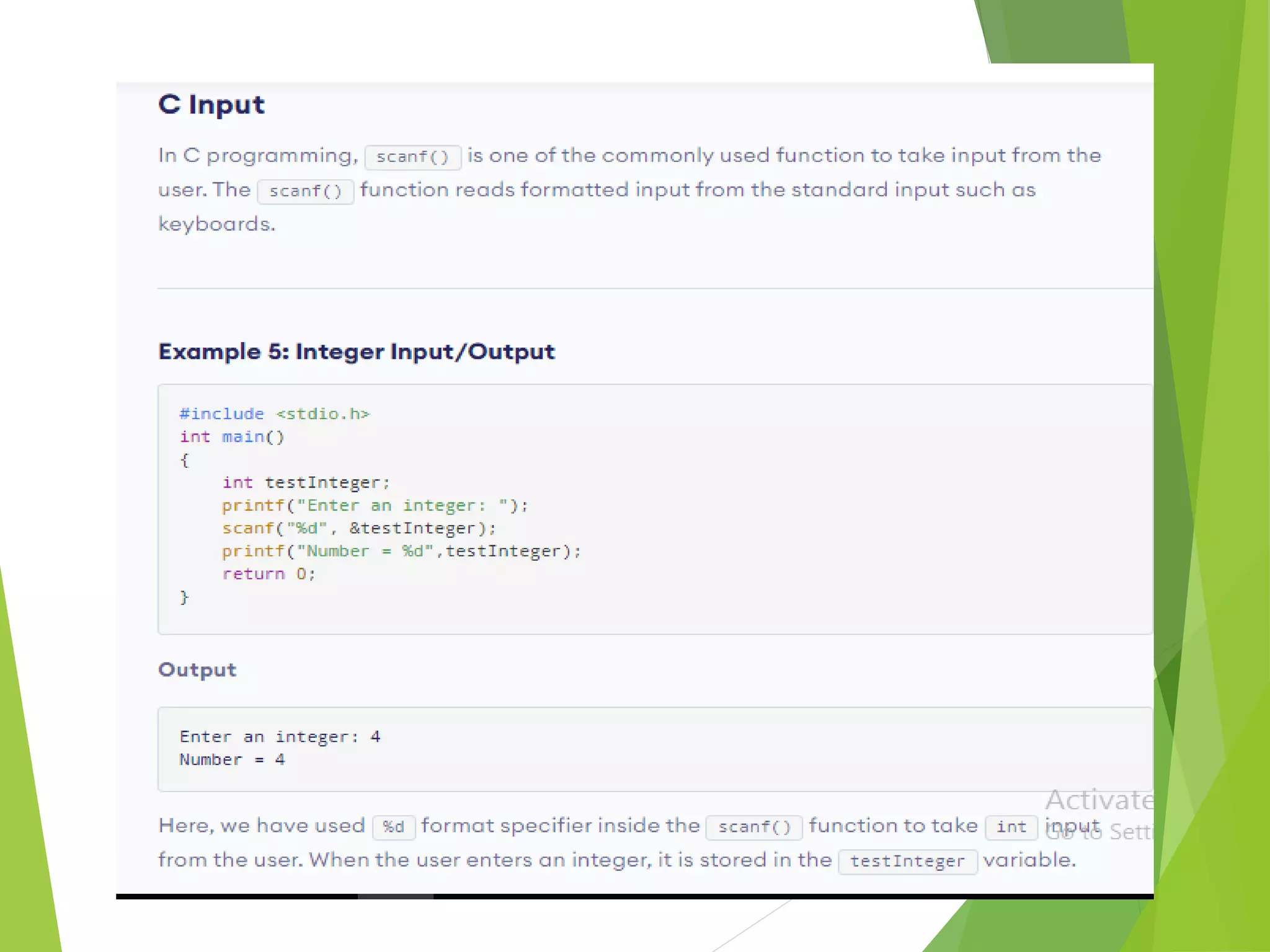 Input output statement