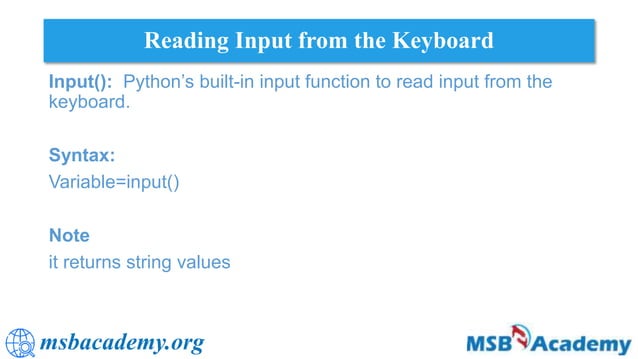 Input processing and output in Python | PPTX