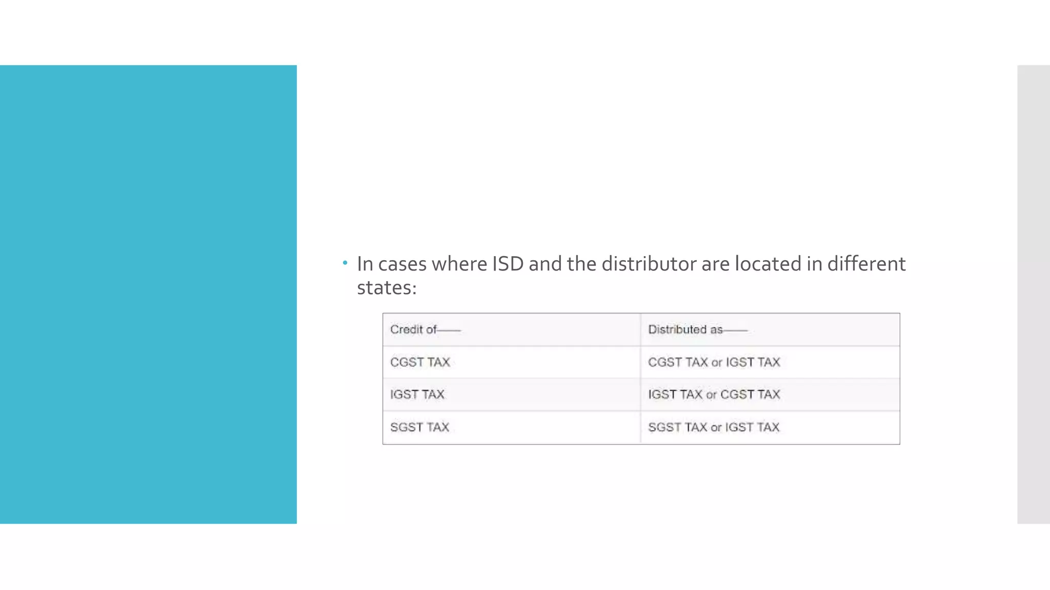  In cases where ISD and the distributor are located in different
states:
 