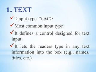 1. Text<input type="text">