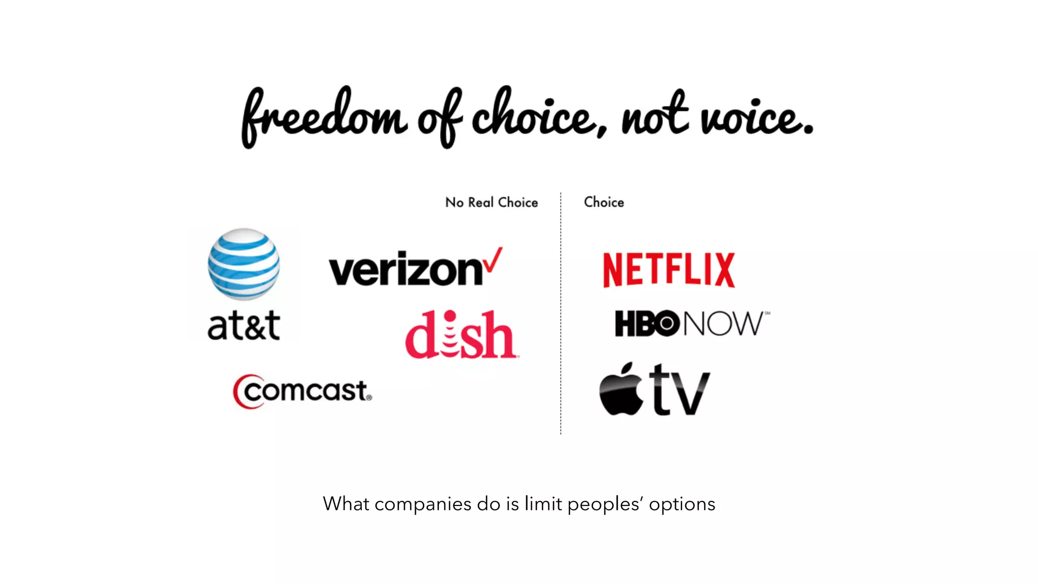 What companies do is limit peoples’ options
 
