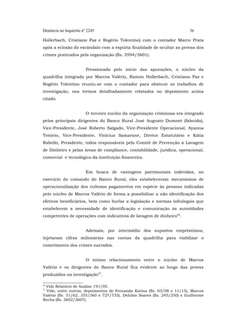 Denúncia no Inquérito nº 2245

36

Hollerbach, Cristiano Paz e Rogério Tolentino) com o contador Marco Prata
após a eclosã...