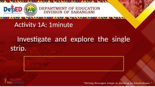 Activity 1A: 1minute
Investigate and explore the single
strip.
 