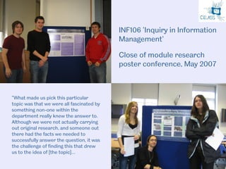 Inquiry Based Learning: a perspective