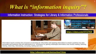 What is “information inquiry”?
http://eduscapes.com/instruction/5.htm
https://vimeo.com/53727920
3
 