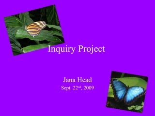 Inquiry Project  Jana Head Sept. 22 nd , 2009 