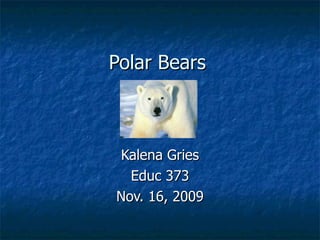 Polar Bears Kalena Gries Educ 373 Nov. 16, 2009 