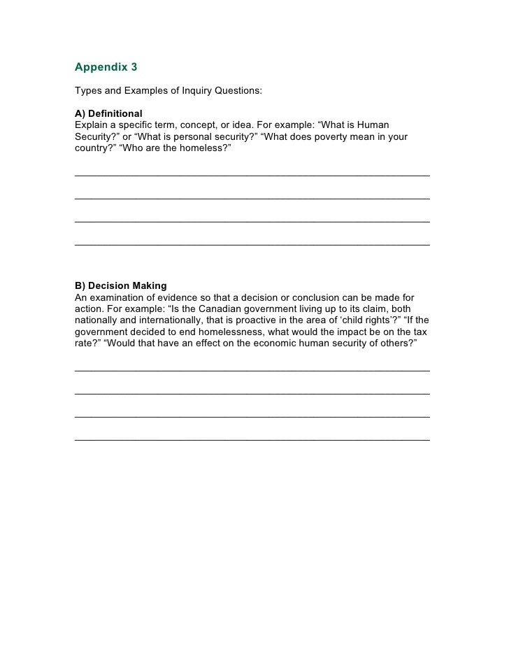 Inquiry Question Samples