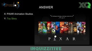 ANSWER
X: PIXAR Animation Studios
Y: Toy Story
 