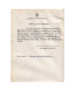 Inquérito 477 faculdade de direito da ufpe 1969 íntegra