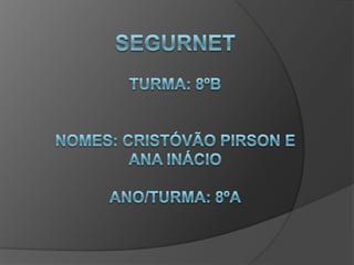 SegurnetTurma: 8ºBNomes: Cristóvão Pirson e Ana InácioAno/Turma: 8ºA 