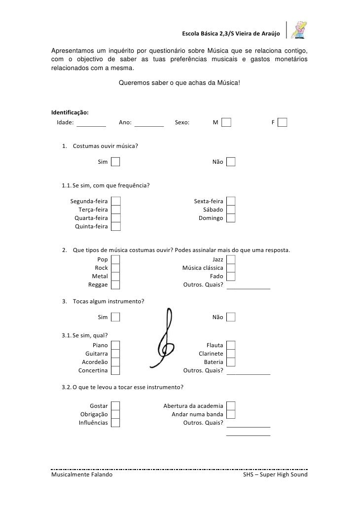 Apresentamos um inquérito por questionário sobre Música que se relaciona contigo, com o objectivo de saber as tuas preferê...