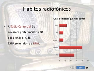 Apenas 3% afirmam que o fazem.Sair