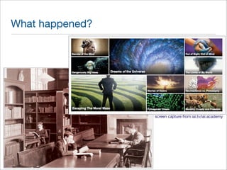 What happened? 
screen capture from iai.tv/iai.academy 
 