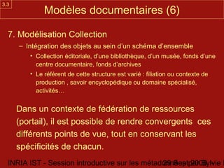 3.3
              Modèles documentaires (6)

  7. Modélisation Collection
      – Intégration des objets au sein d’un sché...