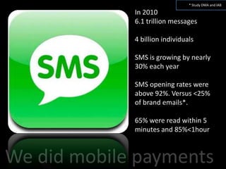 * Study DMA and IAB

             In 2010
             6.1 trillion messages

             4 billion individuals

        ...