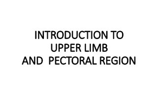 INTRODUCTION TO
UPPER LIMB
AND PECTORAL REGION
 