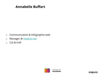 Annabelle Buffart
o Communication & Infographie web
o Manager @ Inspiiro.me
o Cat & troll
 