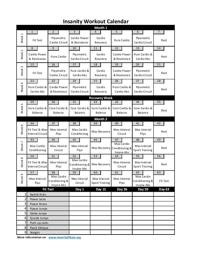 Insanity Workout Calendar Fit Test Blog Dandk Insanity Workout Calendar Fit Test Blog Dandk