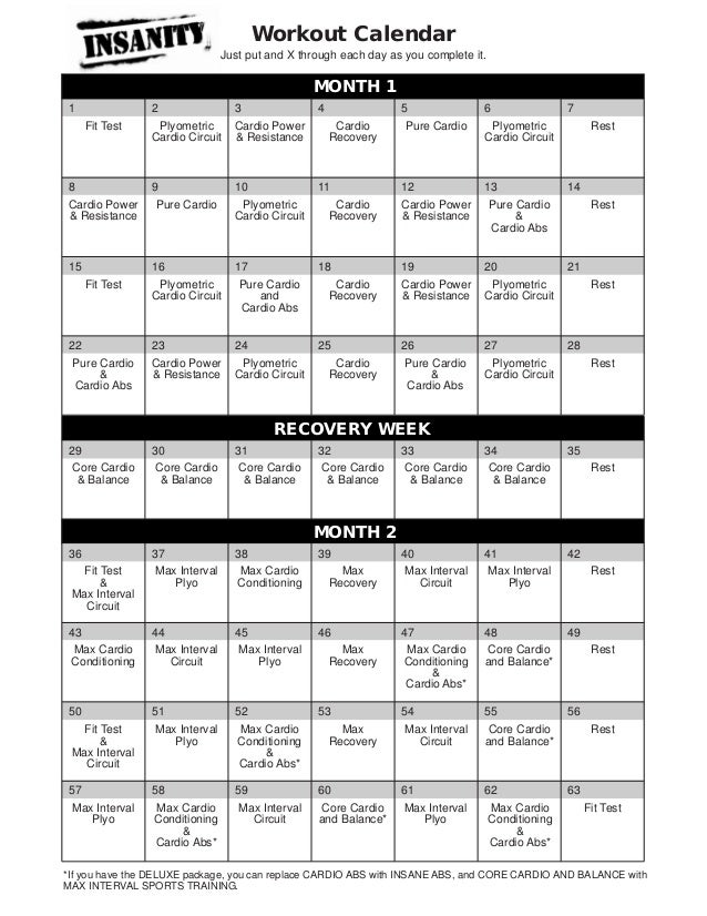 insanity calendar fittest
